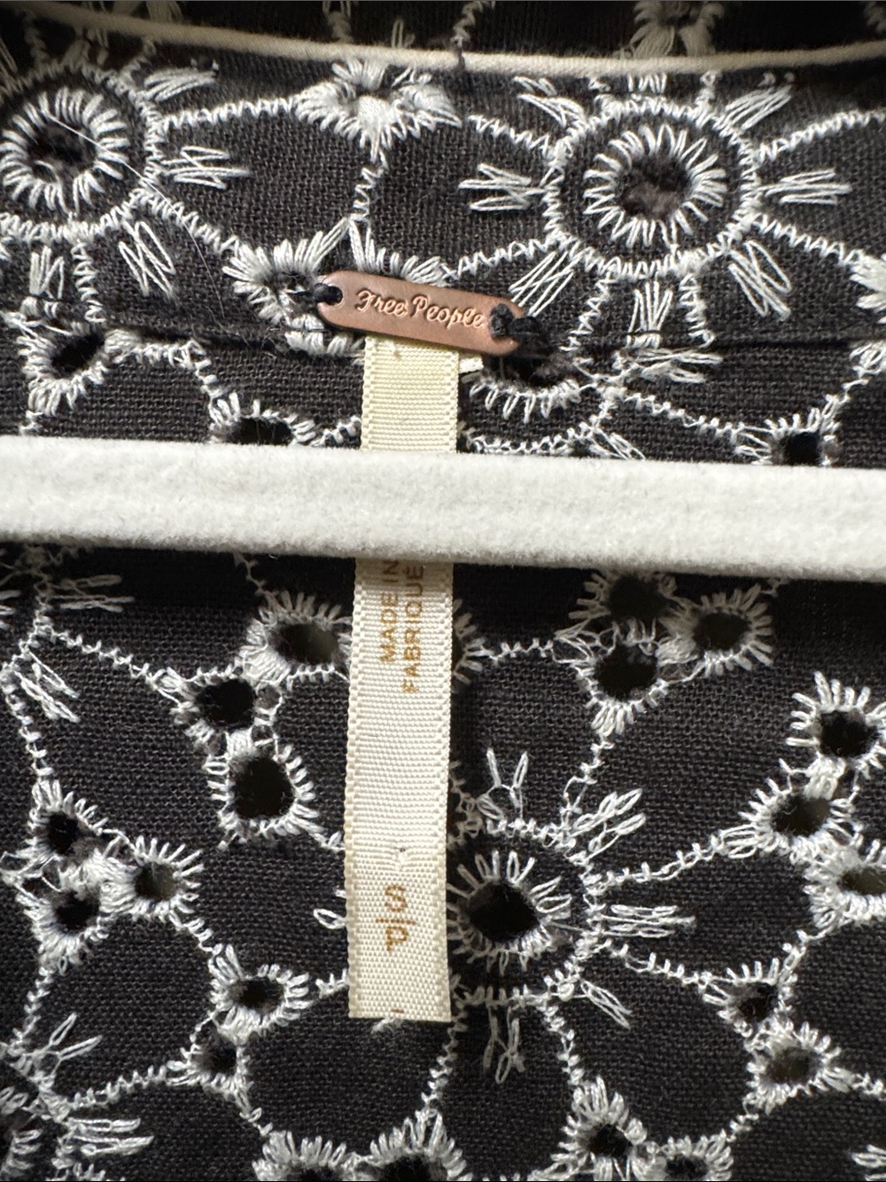 Free People Black and White Floral Eyelet Button-Up Shirt - Picture 2 of 6